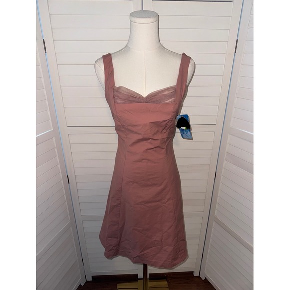 Tara Jarmon for Target Mauve Pink Fit & Flare Party Mini Dress Juniors Size 7 - Picture 1 of 8
